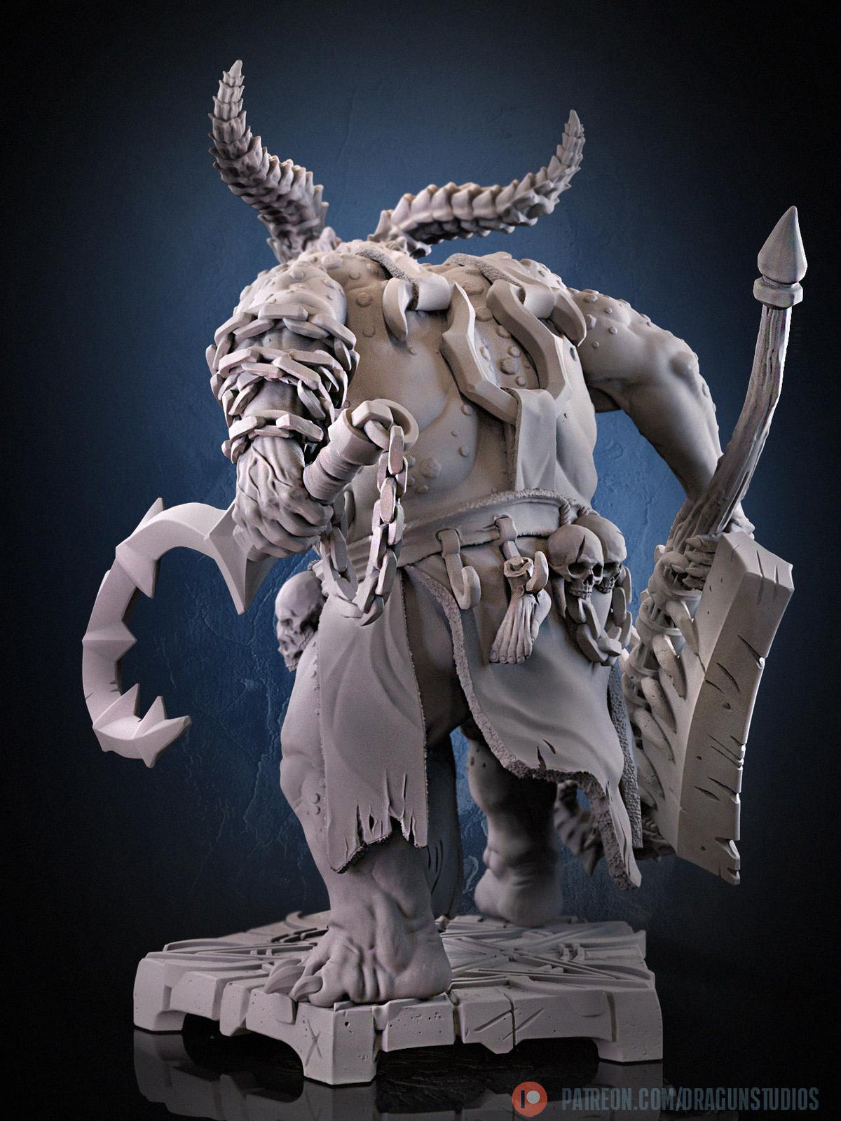 Demonic Butcher Miniature - DraGun Studios - 55mm / 97mm - Resin Printed Figure for D&D, TTRPGs, and Board Games