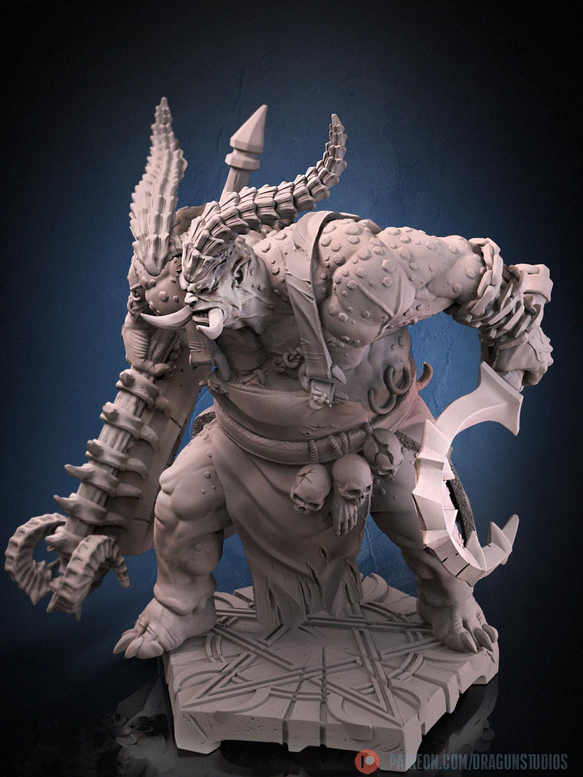 Demonic Butcher Miniature - DraGun Studios - 55mm / 97mm - Resin Printed Figure for D&D, TTRPGs, and Board Games