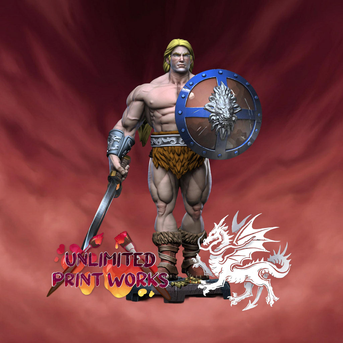 Alan the Brave Miniature - DraGun Studios - 28mm / 32mm / 36mm / 75mm - Resin Printed Figure for D&D, TTRPGs, and Board Games