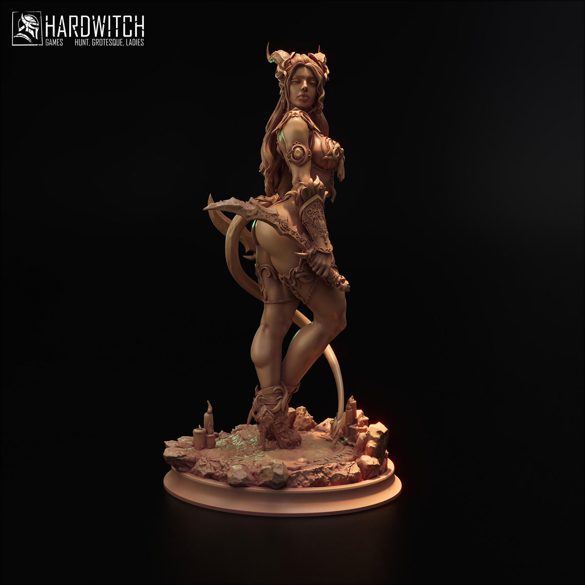 Tiefling Sister of Night Miniature (Standard, Human & NSFW Variations) - 28mm / 32mm / 36mm / 75mm / 1:12 Scale - HardWitch Games