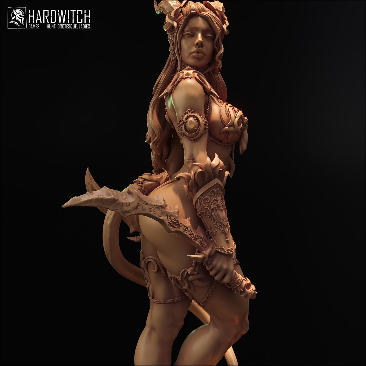 Tiefling Sister of Night Miniature (Standard, Human & NSFW Variations) - 28mm / 32mm / 36mm / 75mm / 1:12 Scale - HardWitch Games