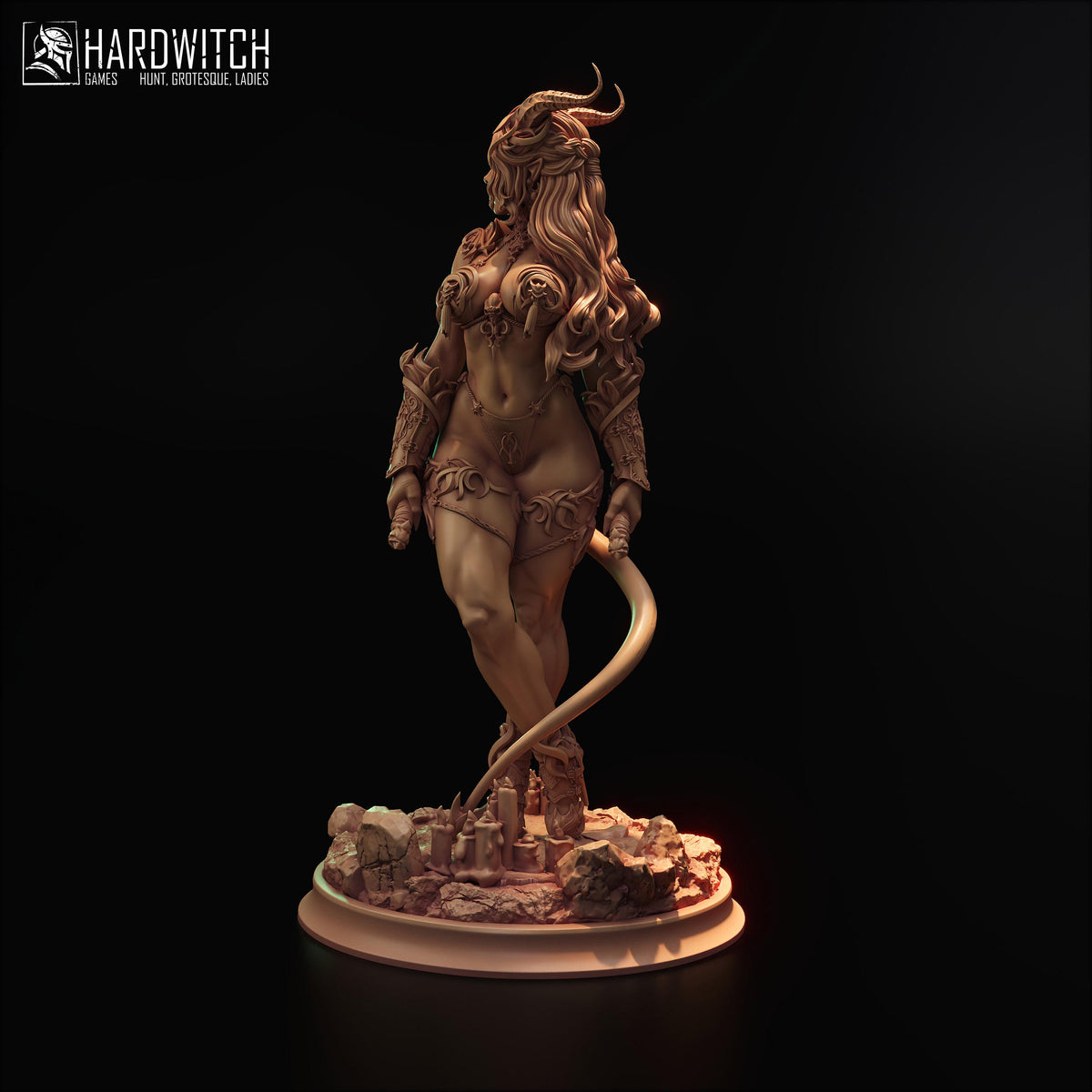 Tiefling Sister of Night Miniature (Standard, Human & NSFW Variations) - 28mm / 32mm / 36mm / 75mm / 1:12 Scale - HardWitch Games