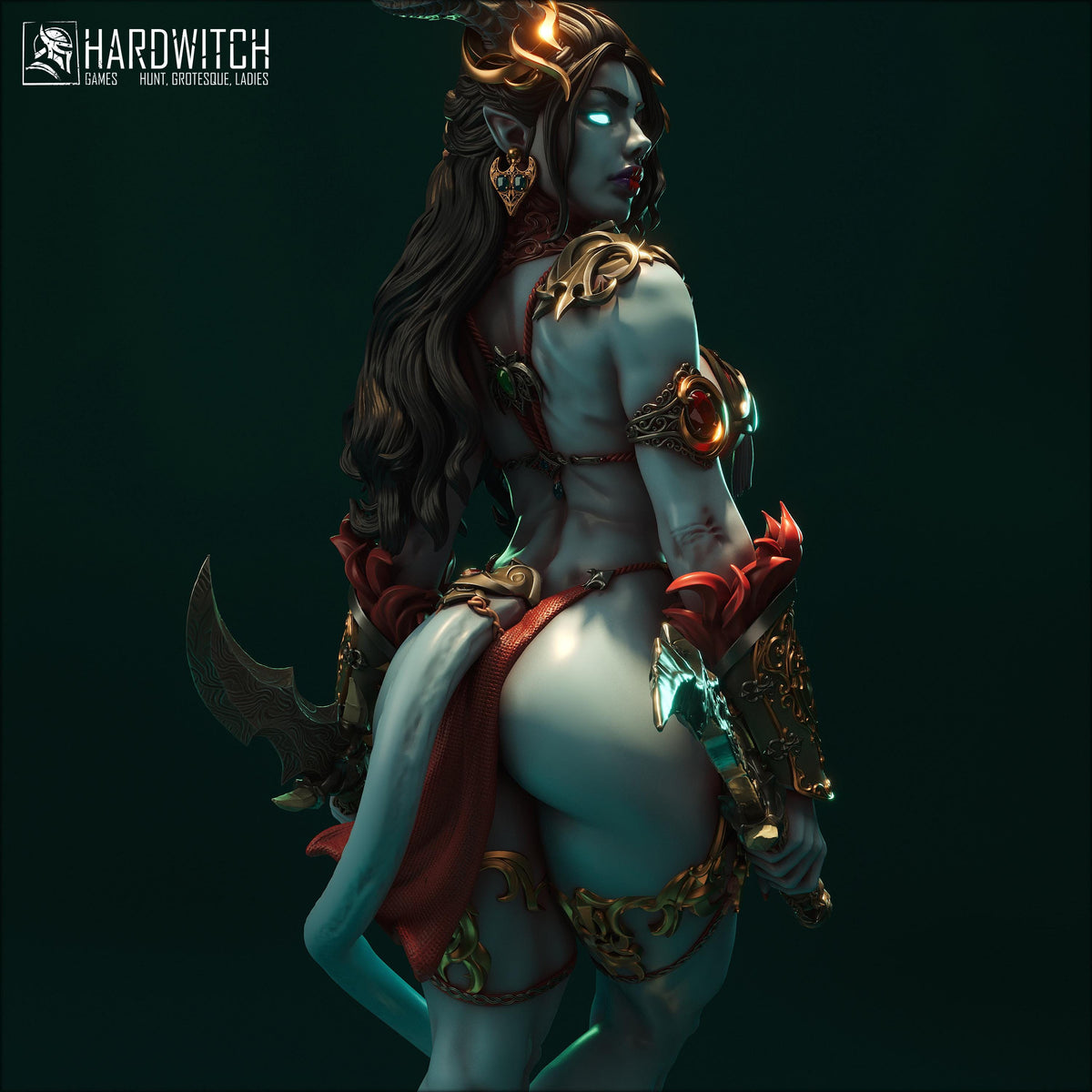 Tiefling Sister of Night Miniature (Standard, Human & NSFW Variations) - 28mm / 32mm / 36mm / 75mm / 1:12 Scale - HardWitch Games