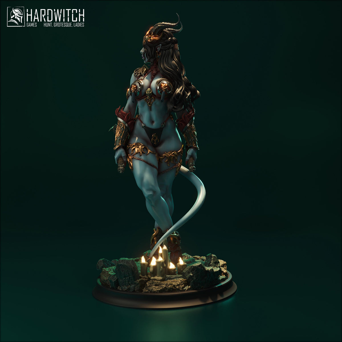 Tiefling Sister of Night Miniature (Standard, Human & NSFW Variations) - 28mm / 32mm / 36mm / 75mm / 1:12 Scale - HardWitch Games