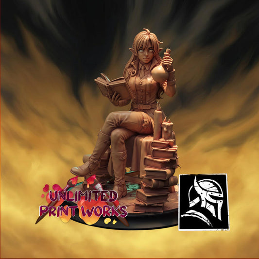 Alchemist Vella Miniature - 28mm / 32mm / 36mm / 75mm - HardWitch Games - Resin Printed Figure for TTRPGs, Board Games, and Wargaming