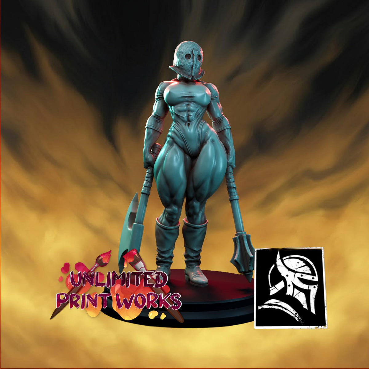 Mace Nun Miniature - 28mm / 32mm / 36mm / 75mm - HardWitch Games - Resin Printed Figure for TTRPGs, Board Games, and Wargaming
