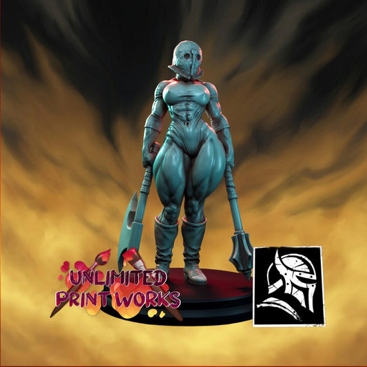 Mace Nun Miniature - 28mm / 32mm / 36mm / 75mm - HardWitch Games - Resin Printed Figure for TTRPGs, Board Games, and Wargaming