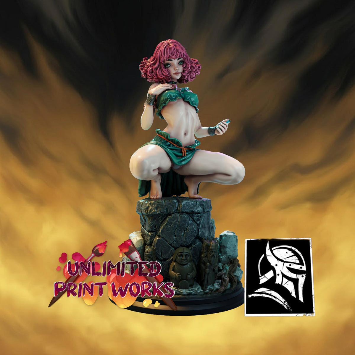 Asiri Hedgewitch Miniature (2 Versions, Standard & NSFW Variations) - 28mm / 32mm / 36mm / 75mm / 1:12 Scale - HardWitch Games