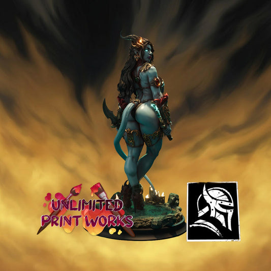 Tiefling Sister of Night Miniature (Standard, Human & NSFW Variations) - 28mm / 32mm / 36mm / 75mm / 1:12 Scale - HardWitch Games