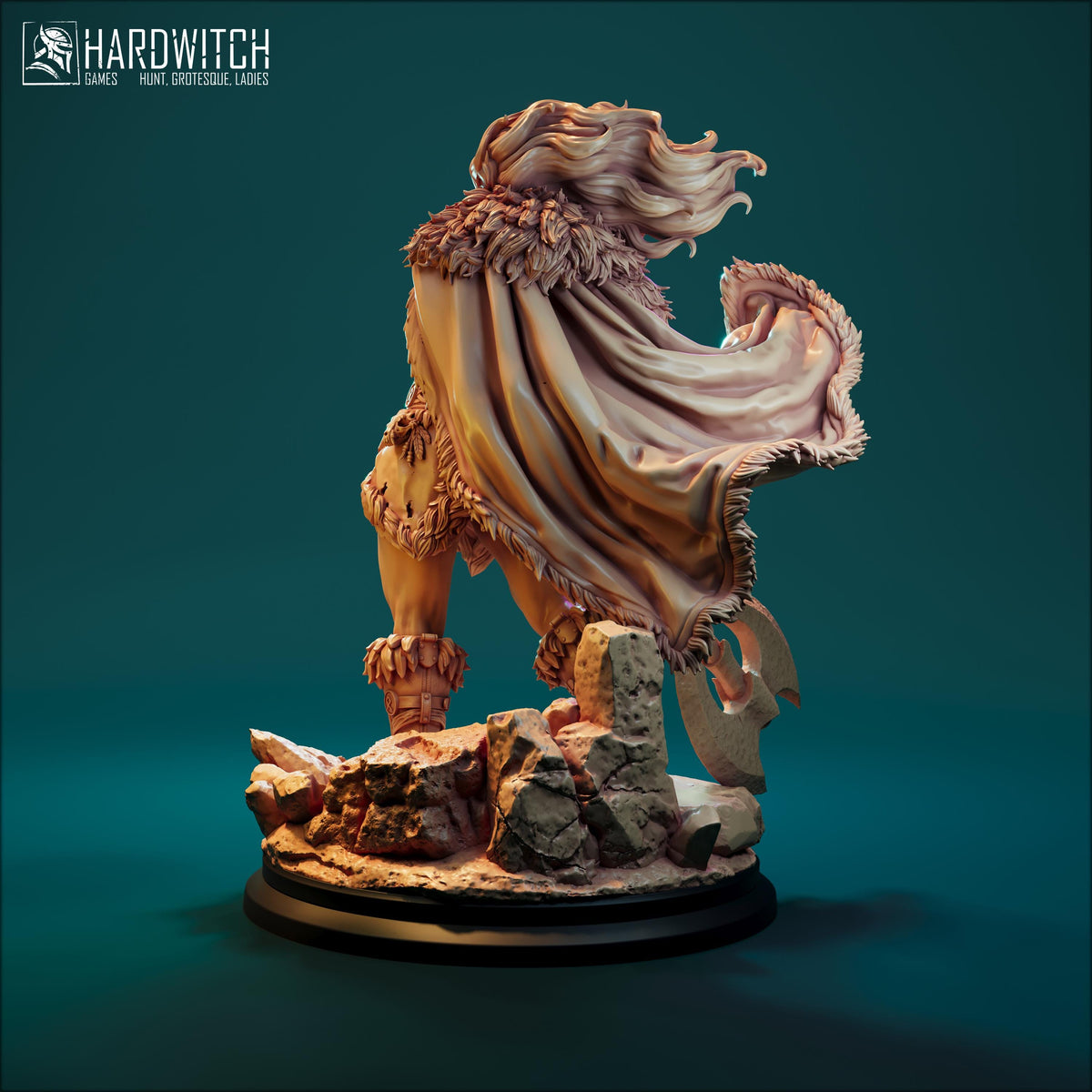 Troll Hunter Barbarian Miniature - 28mm / 32mm / 36mm / 75mm - HardWitch Games - Resin Printed Figure for TTRPGs, Board Games, and Wargames