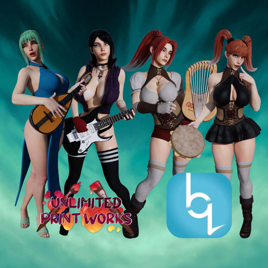 Bardic Inspiration Miniature (4 Variations & NSFW) - 28mm / 32mm / 36mm / 75mm - QB Works - Unpainted Resin Printed Figures for Display