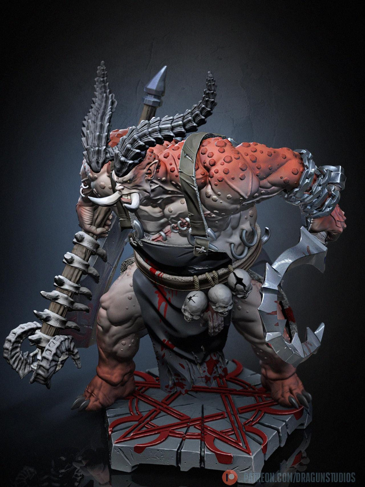Demonic Butcher Miniature - DraGun Studios - 55mm / 97mm - Resin Printed Figure for D&D, TTRPGs, and Board Games