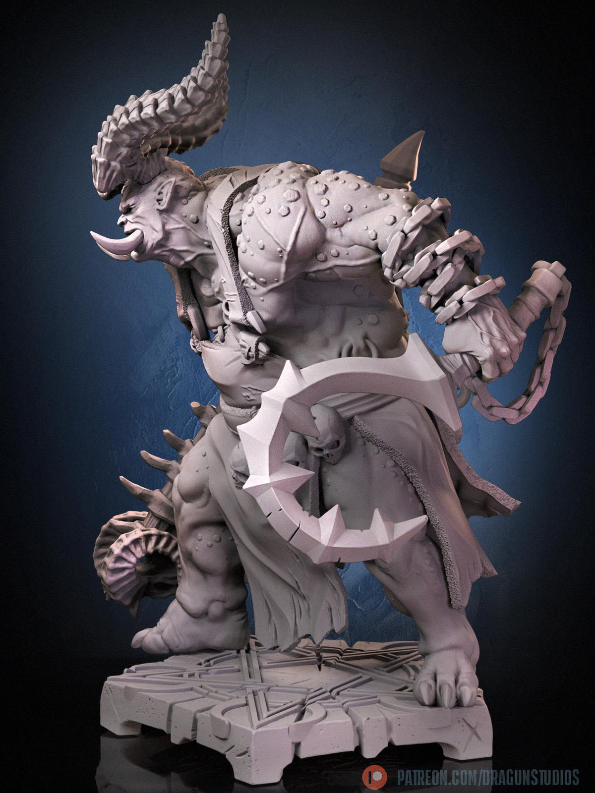 Demonic Butcher Miniature - DraGun Studios - 55mm / 97mm - Resin Printed Figure for D&D, TTRPGs, and Board Games