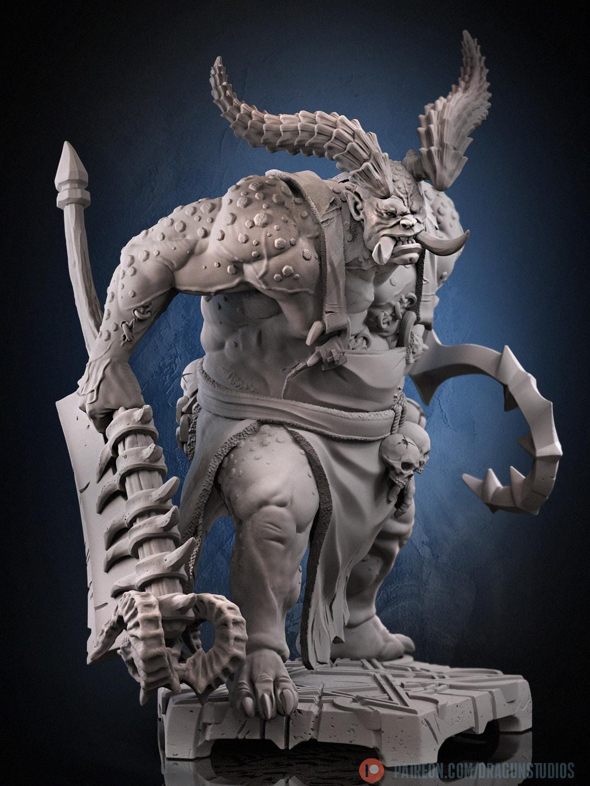 Demonic Butcher Miniature - DraGun Studios - 55mm / 97mm - Resin Printed Figure for D&D, TTRPGs, and Board Games
