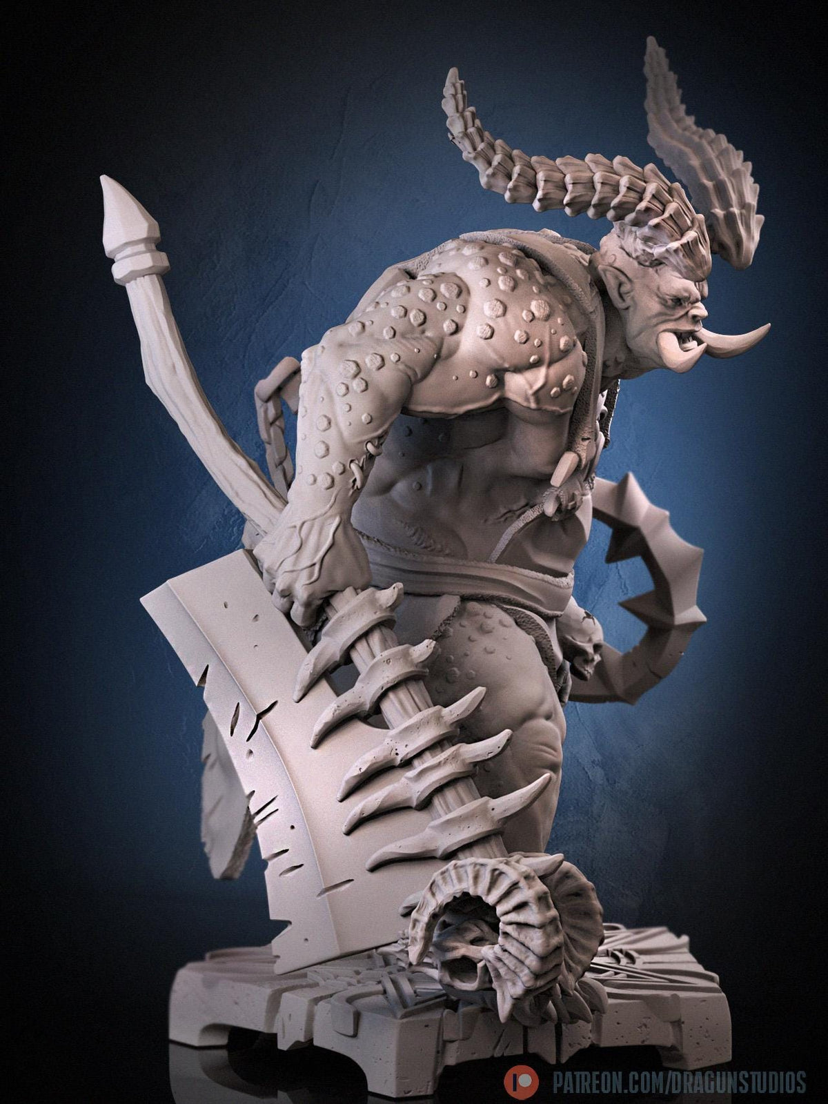 Demonic Butcher Miniature - DraGun Studios - 55mm / 97mm - Resin Printed Figure for D&D, TTRPGs, and Board Games