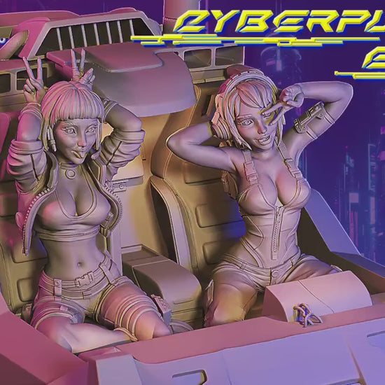 Cyberpunk Girls Miniatures (Standard, NSFW, and Cybercar Variations) - Claudia's Gallery - 28mm / 32mm / 36mm / 75mm