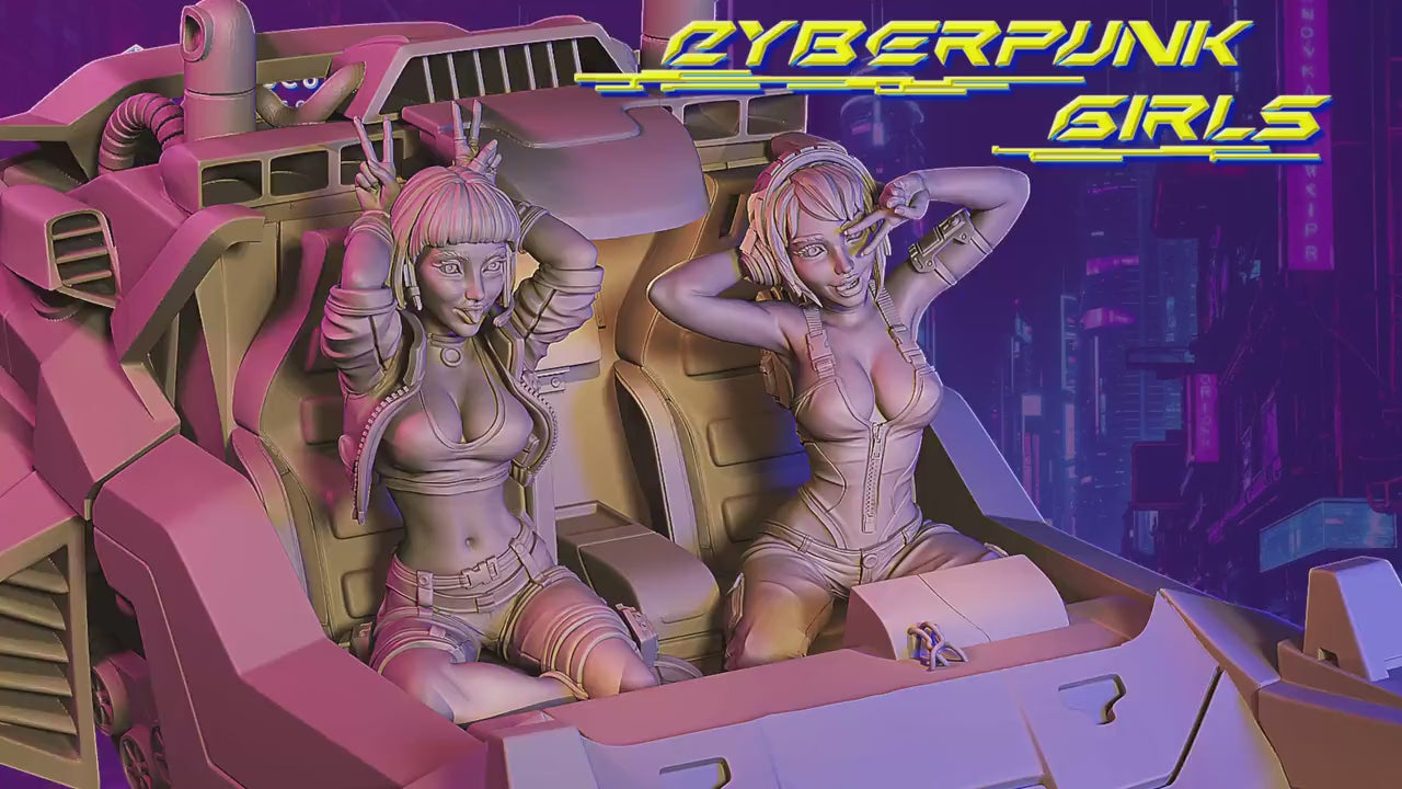 Cyberpunk Girls Miniatures (Standard, NSFW, and Cybercar Variations) - Claudia's Gallery - 28mm / 32mm / 36mm / 75mm