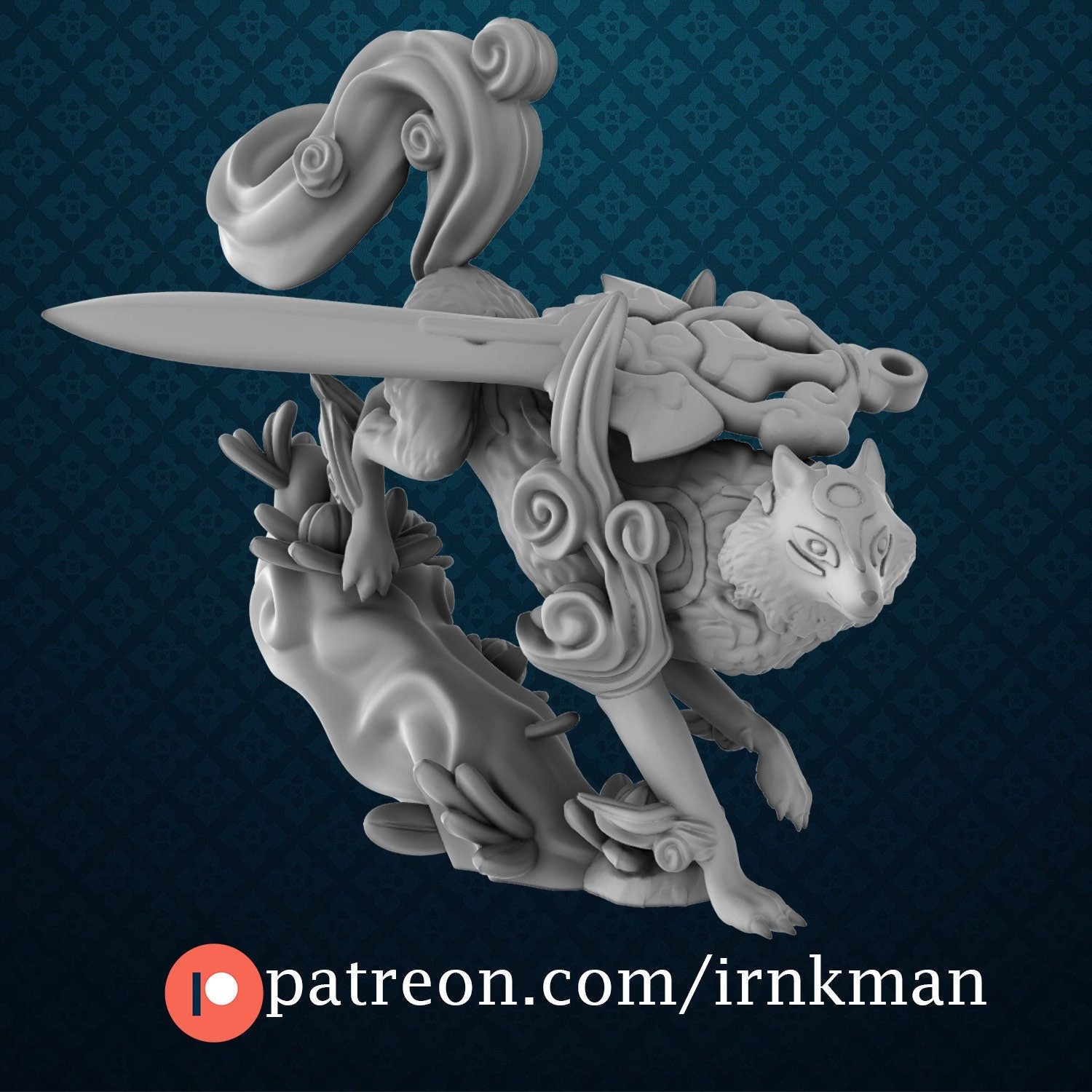Wolf Goddess Miniature - Irnkman's Minis - 60mm