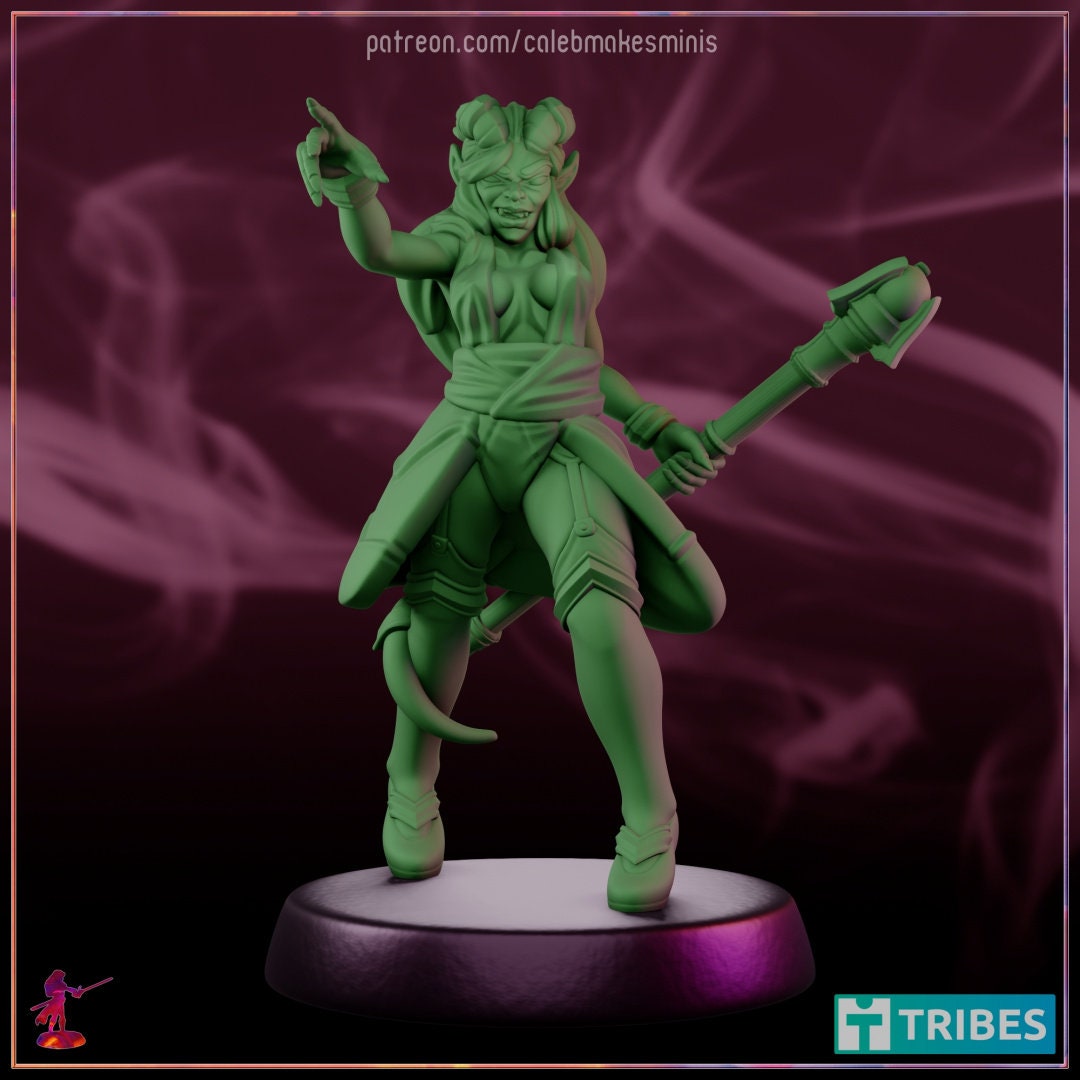 Tempest the Tiefling - Caleb Makes Minis - 28mm / 32mm / 36mm