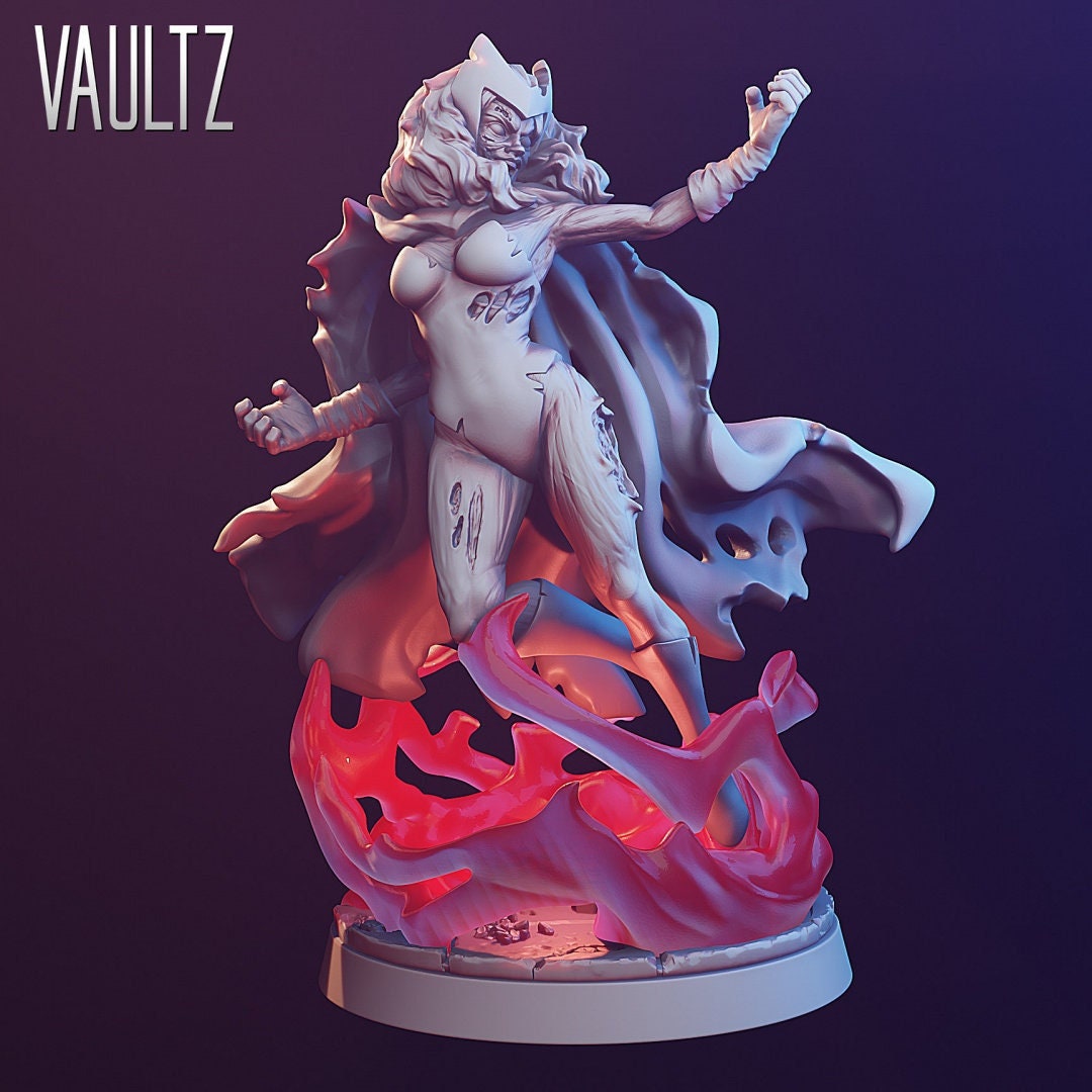 Crimson Sorceress Zombie Miniature - VaultZ - 28mm / 32mm / 36mm