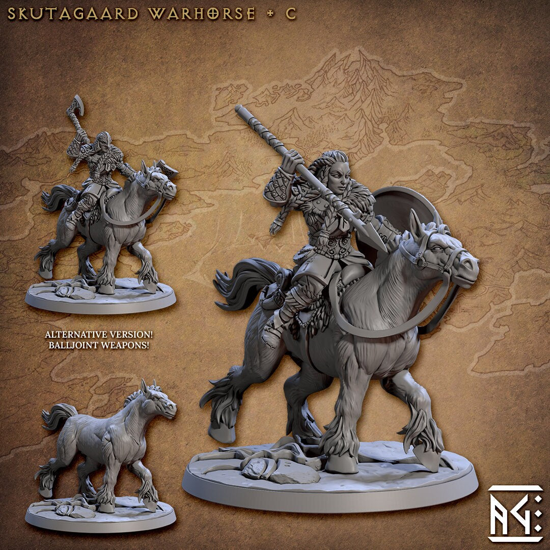 Skutagaard Warhorse w/Rider - Artisan Guild - 28mm / 32mm / 36mm