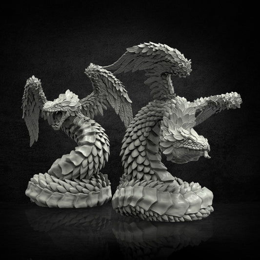 Feathered Serpent Miniature (Two Variations) - Adaevy Creations - 28mm / 32mm / 36mm