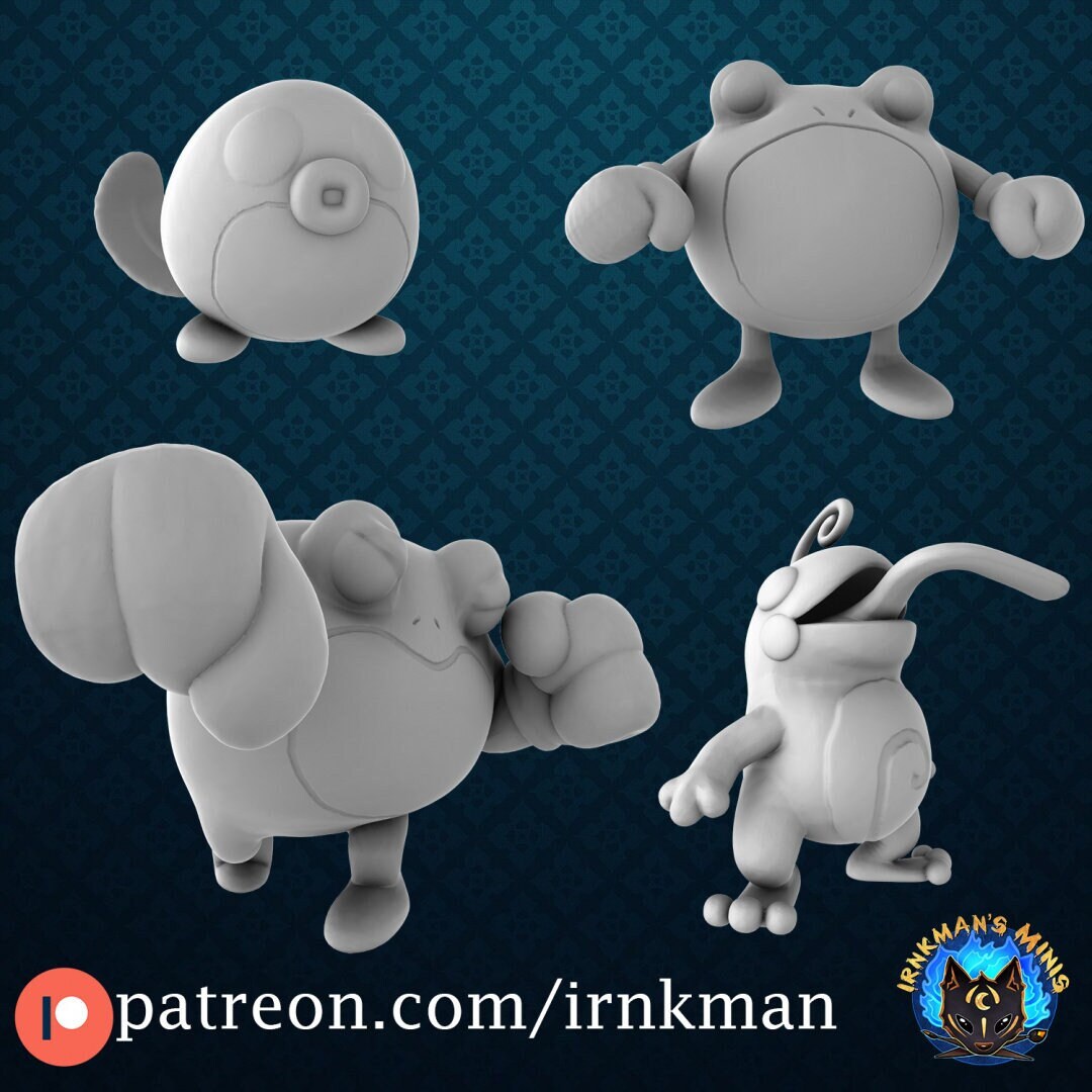 Poliwag / Poliwhirl / Poliwrath / Politoed Miniatures - Irnkman's Minis